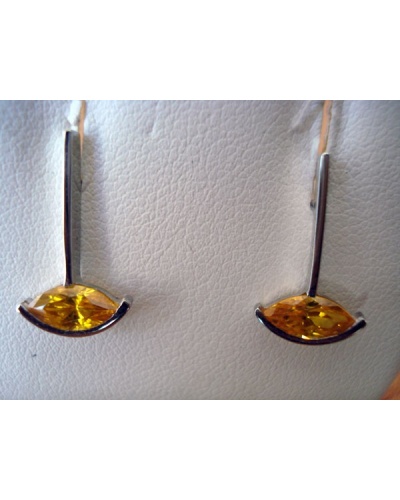 Boucles d'oreilles zircon jaune or blanc 750