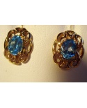 Boucles d'oreilles topazes bleus or jaune 750