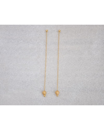 Boucles d'oreilles longues or jaune 750 satiné