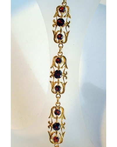 Bracelet grenats style ancien or jaune 750 MM