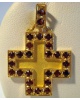 Croix carrée grenats or jaune 750