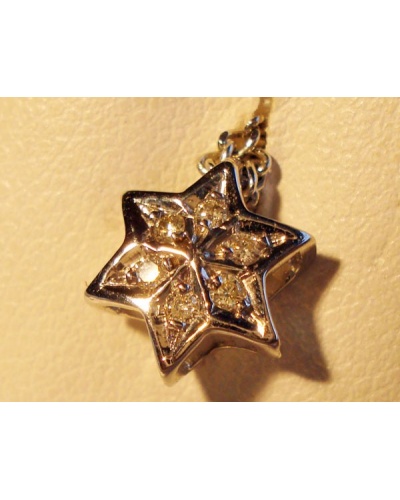 Pendentif étoile diamants or blanc 750