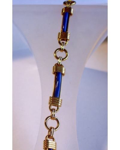 Bracelet lapiz-lazuli baguette or jaune 750