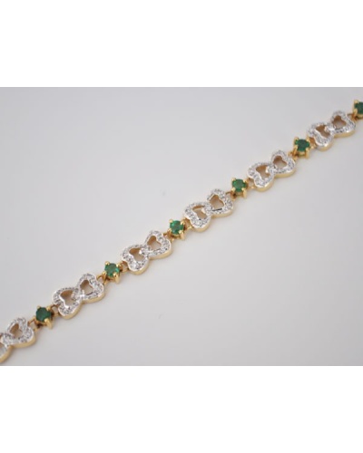 Bracelet émeraudes diamants or 750 bicolore