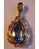 Pendentif aigue-marine poire diamants or jaune 750