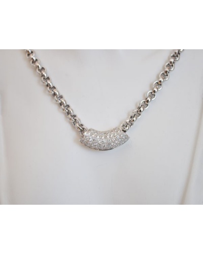 Pendentif cylindre diamants or blanc 750