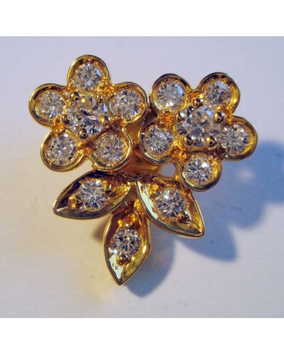 Pendentif clip Fleur diamants or jaune 750