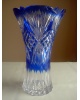Vase bleu taillé 25 cm Cristal de Bohême