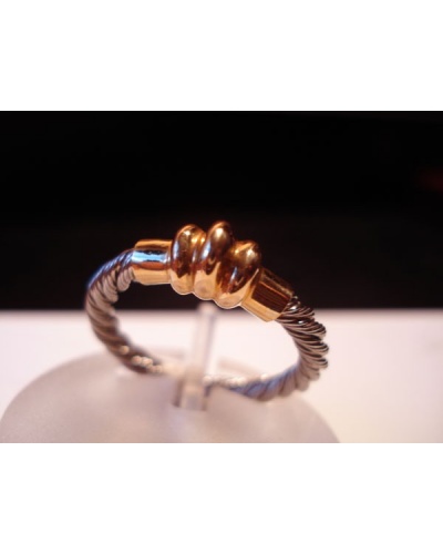 Bague câble acier et or 750