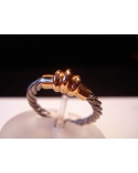 Anillo fino cable acero y oro 750