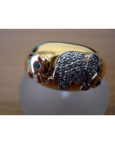 Bague éléphants diamants 3 ors 750 Alain Roure