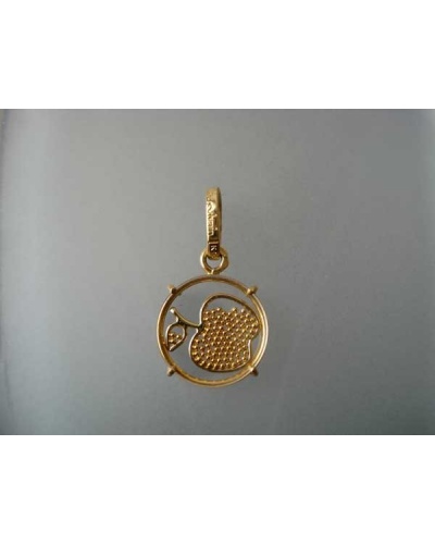 Pendentif pomme or jaune 750 et verre