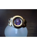Bague améthyste ronde or jaune 750 Orest