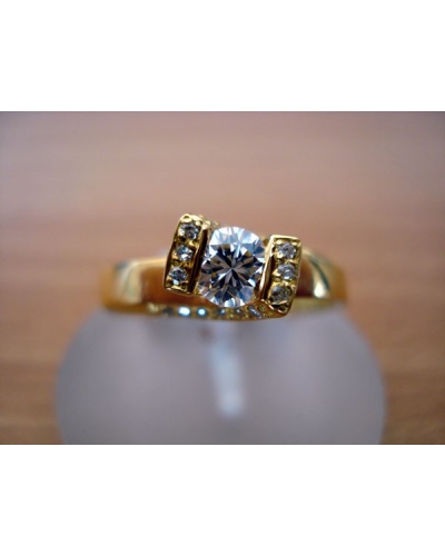 Bague solitaire diamants or jaune 750