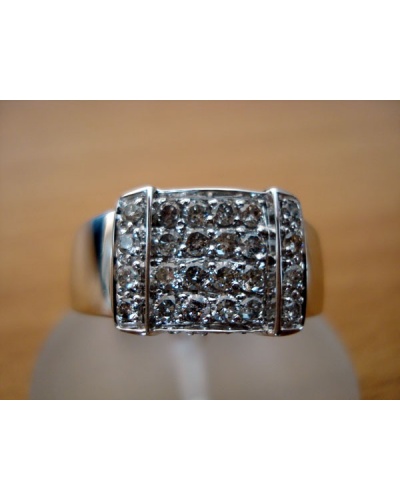 Bague pavé diamants or blanc 750