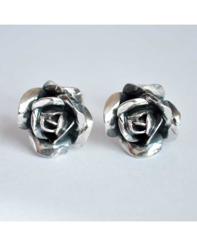 Boucles d'oreilles Rose argent massif 925 MM