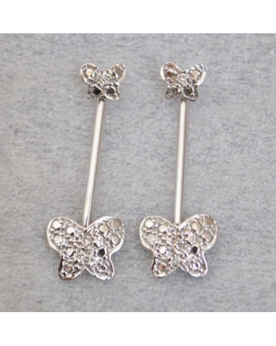 Boucles d'oreilles Papillons diamants or blanc 750