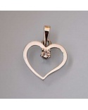 Pendentif coeur diamant pastillé or blanc 750