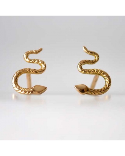 Boucles d'oreilles serpent ciselé or jaune 750