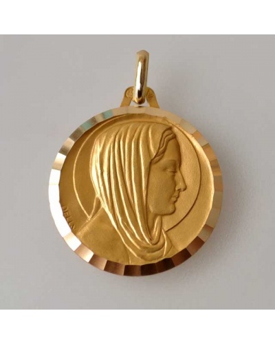 Medalla virgen oro amarillo 750 labrado