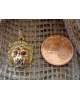 Pendentif tête de lion diamant rubis or jaune 750