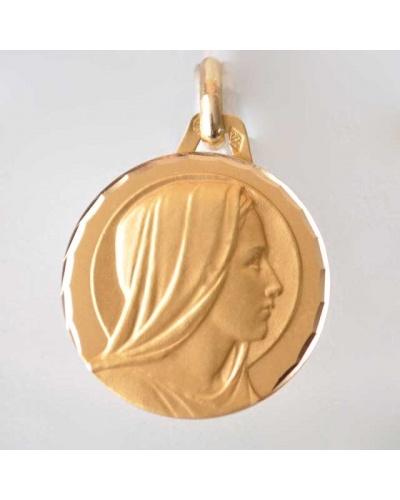 Médaille vierge or jaune 750 16 mm