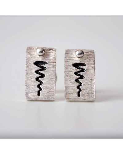 Boucles d'oreilles Cubista émaux noirs argent massif 925