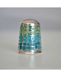 925 Silver Thimble Blue and Green Enamel Gaudí Arior