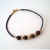 Bracelet or jaune 750 bois et cuir