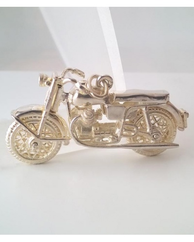 Grand pendentif moto argent massif 925