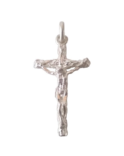 Croix avec Christ argent massif 925 blanc