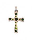 Croix ancienne émaux verts argent 925 Arior