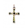 Croix ancienne émaux verts argent massif 925 Arior