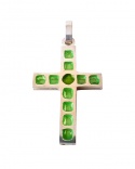 Croix émaux vert clair argent massif 925 Arior