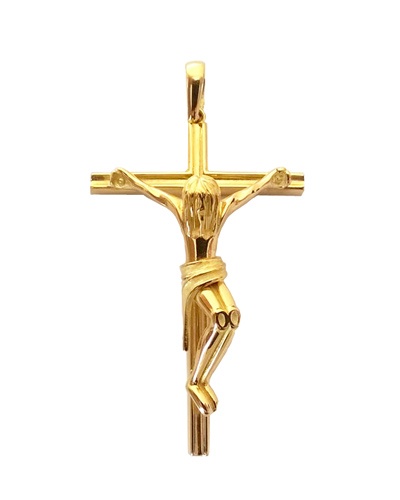 Grande croix avec Christ or jaune 750