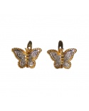 Boucles d'oreilles Papillons zirconiums or 750 bicolore