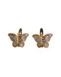 Pendientes mariposas circonitas oro 750 bicolor
