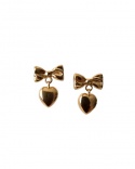 Pendientes lazos y corazones oro amarillo 750