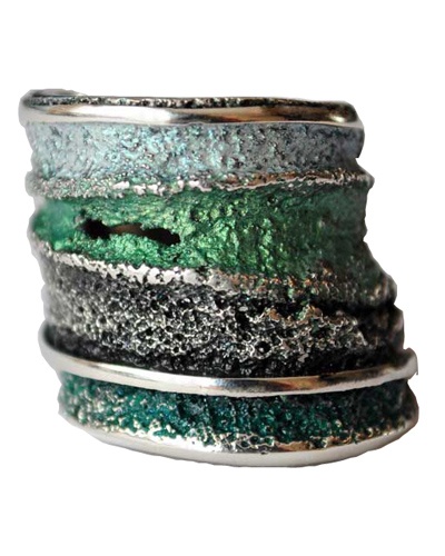 Bague Sinera pigments verts argent Arior