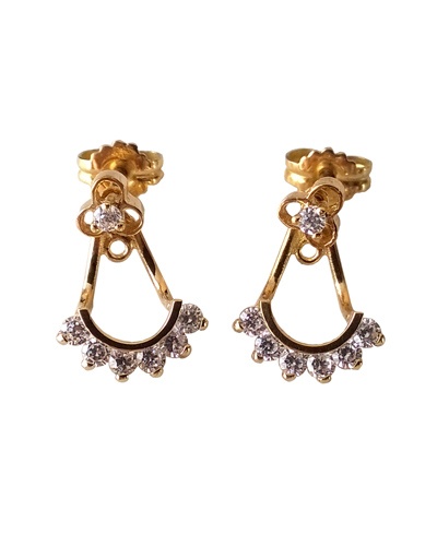 Boucles d'oreilles ear jacket devant-derrière zirconiums or jaune 750