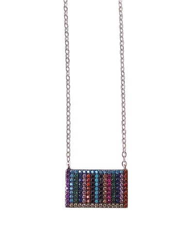 Collier multicolore rectangle argent massif 925