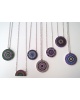 Collier multicolore violet-noir cercle 21,5 mm argent massif 925