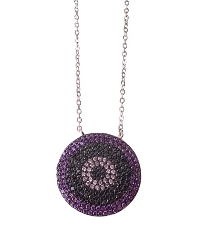 Collier multicolore violet-noir cercle 21,5 mm argent massif 925