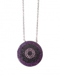 Collar multicolor violeta-negro círculo 21,5 mm plata 925