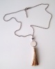 Collier argent 925 rhodié pompon marron