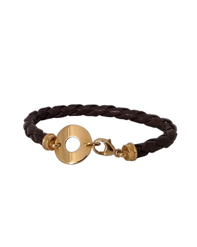 Bracelet cuir Donut or jaune 750