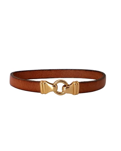 Bracelet homme cuir anneau or jaune 750