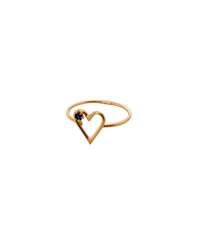 Bague coeur saphir or jaune 750
