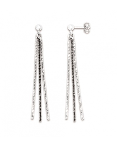 Boucles d'oreilles 3 chaînes argent 925 rhodié Caplain St André