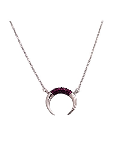 collier lune inversée zircons argent 925 rhodié